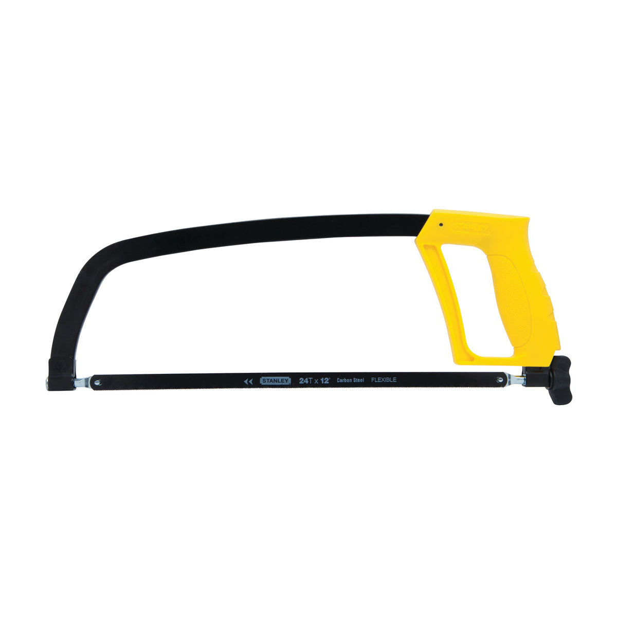 STANLEY STHT20138 Hacksaw, 12 in L Blade, 24 TPI, Carbon Steel Blade, 4-3/8 in D Throat, Metal Frame, Ergonomic Handle