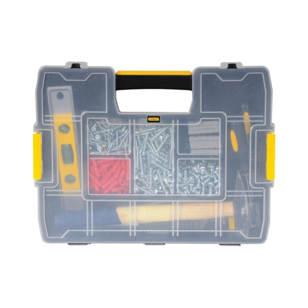 STANLEY STST14022 Tool Storage Organizer, 11-1/2 in W, 2.7 in H, 14-Drawer, Plastic, Black/Yellow