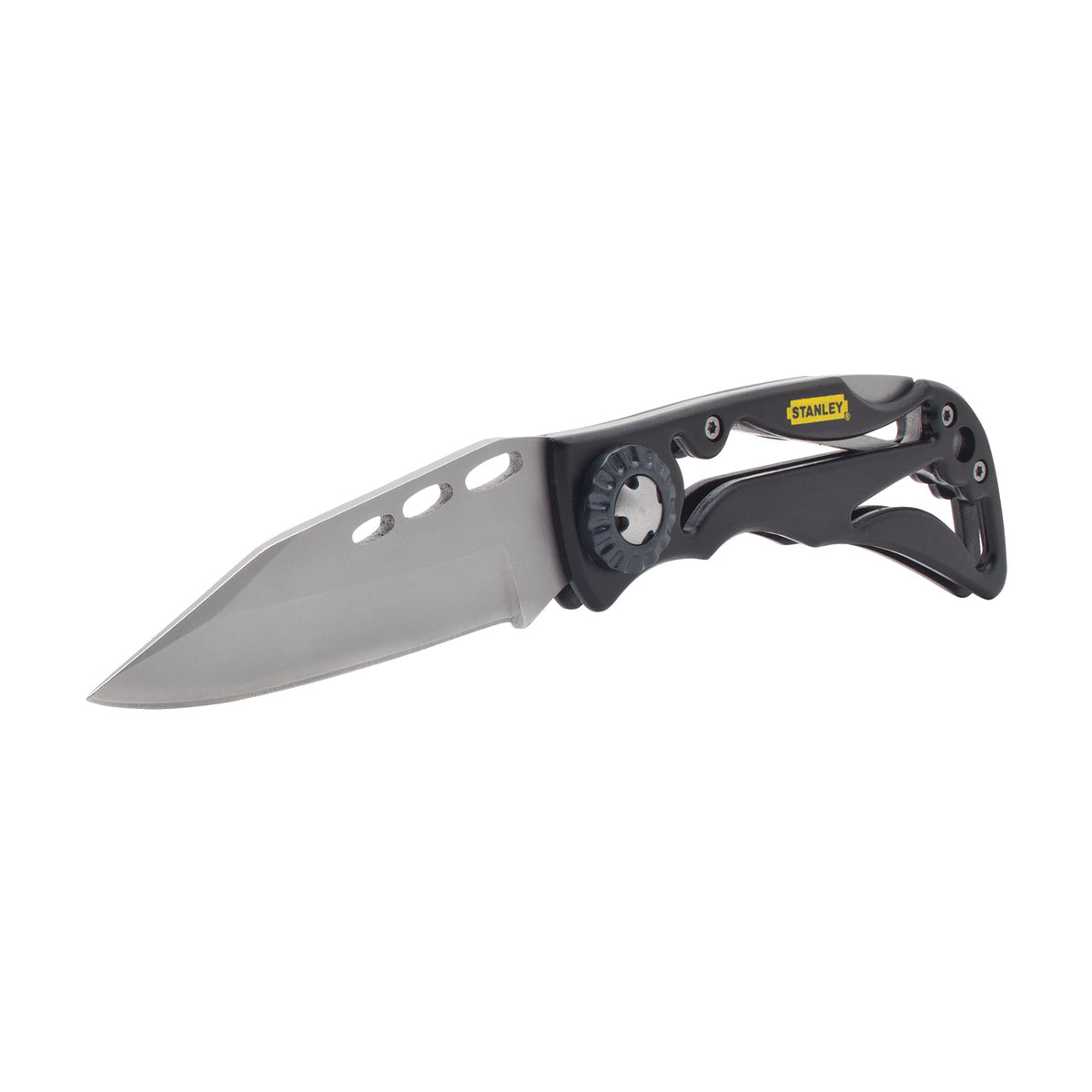 STANLEY STHT10253 Pocket Knife, 4-1/8 in L Blade, Steel Blade, 1-Blade, Foldable Handle, Black/Yellow Handle