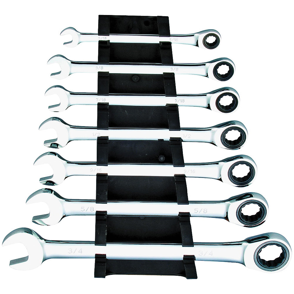 Vulcan PG7I Wrench Set, 7-Piece, Chrome Vanadium Steel, Mirror Polish, Silver, Specifications: SAE Measurement
