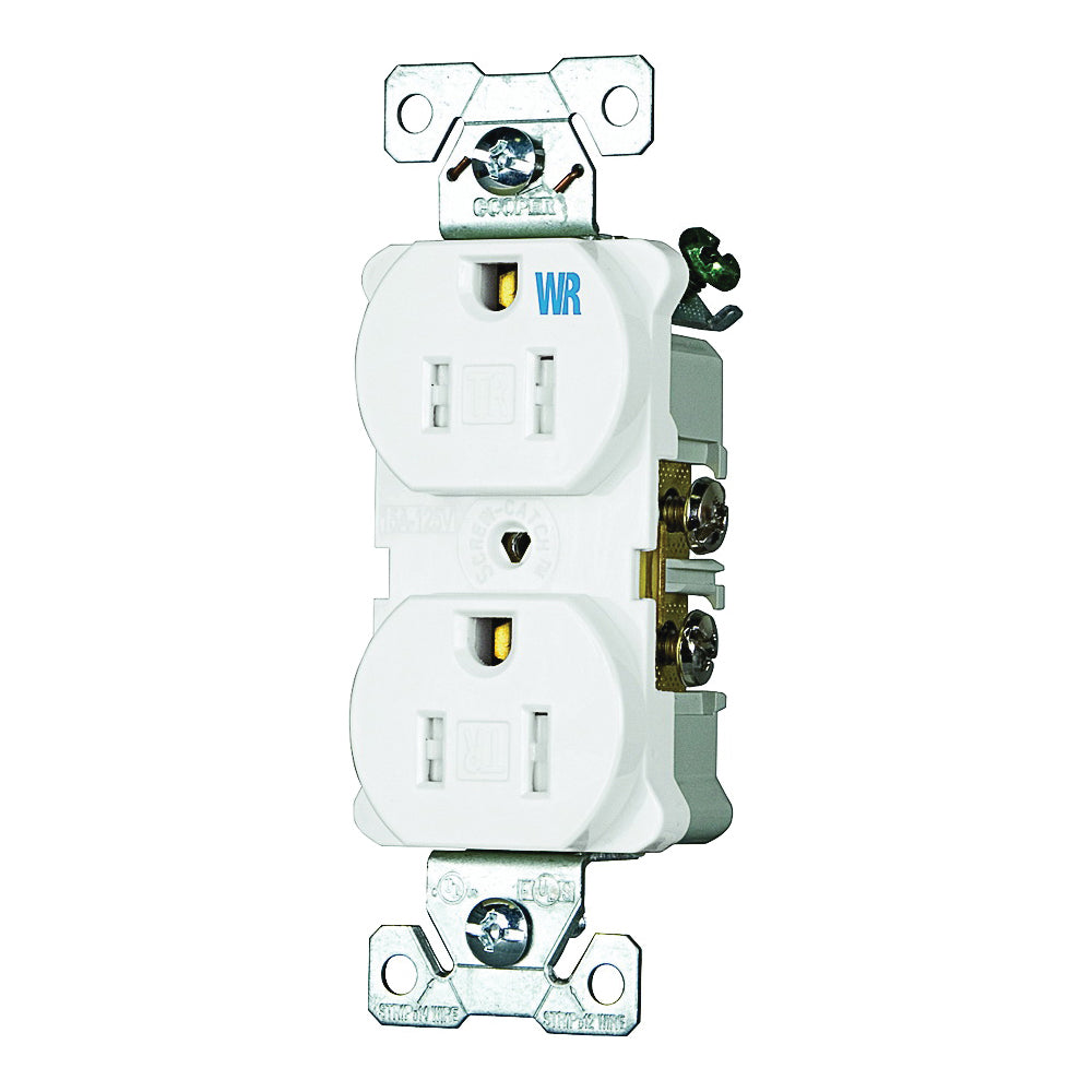 Eaton Wiring Devices TWRBR15W-BXSP Duplex Receptacle, 2 -Pole, 15 A, 125 V, Back, Side Wiring, NEMA: 5-15R, White
