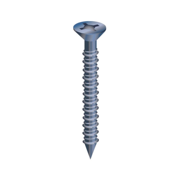 COBRA ANCHORS 622J Screw, 3/16 in Thread, 2-1/4 in L, Flat Head, Phillips, Robertson Drive, Steel, Fluorocarbon-Coated