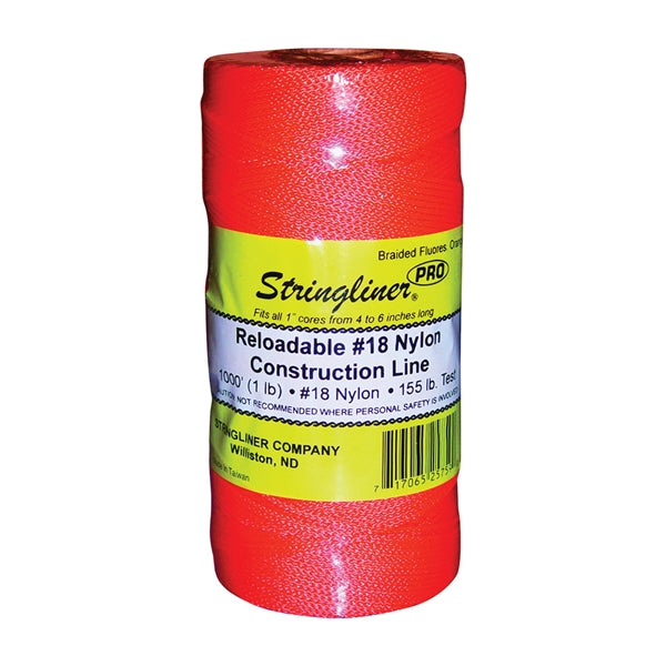 Stringliner Pro Series 35759 Construction Line, #18 Dia, 1000 ft L, 165 lb Working Load, Nylon, Fluorescent Orange