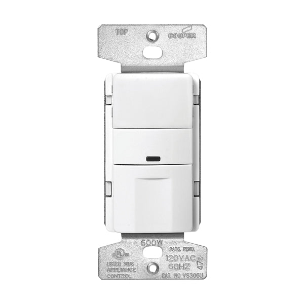 Eaton Wiring Devices OS306U-W-K Motion Sensor Switch, 120 V, 1 -Pole, Motion Sensor, 180 deg Sensing, White