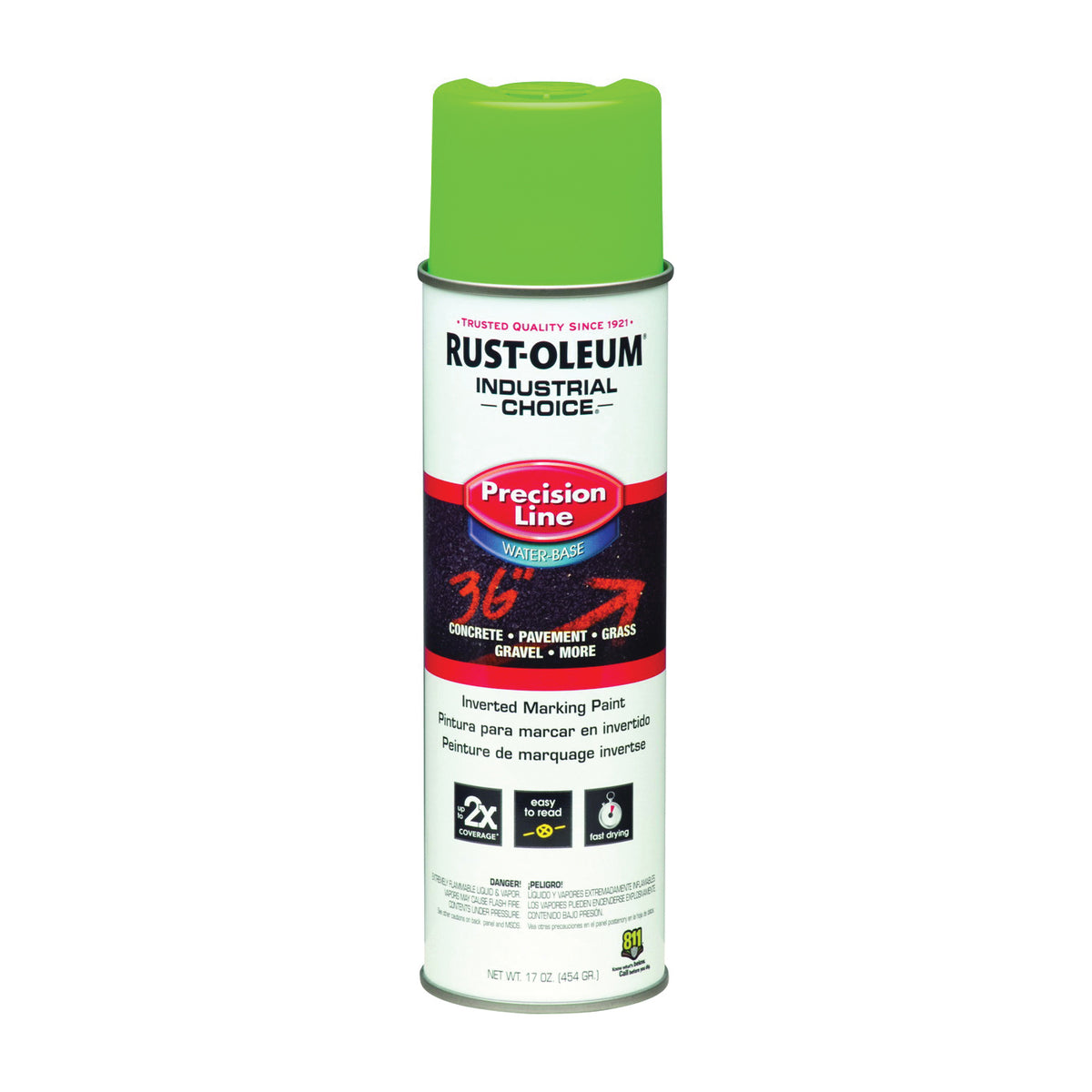 RUST-OLEUM INDUSTRIAL CHOICE 203032 Marking Paint, Fluorescent Green, 17 oz, Aerosol Can
