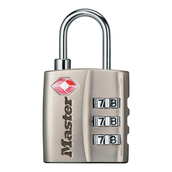 Master Lock 4680DNKL Luggage Lock, 1/8 in Dia Shackle, 3/4 in H Shackle, Steel Shackle, Metal Body, Nickel