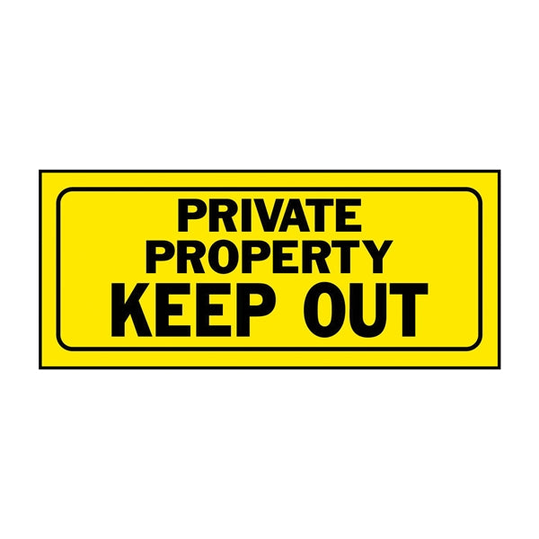 HY-KO 23006 Fence Sign, Rectangular, PRIVATE PROPERTY KEEP OUT, Black Legend, Yellow Background, Plastic