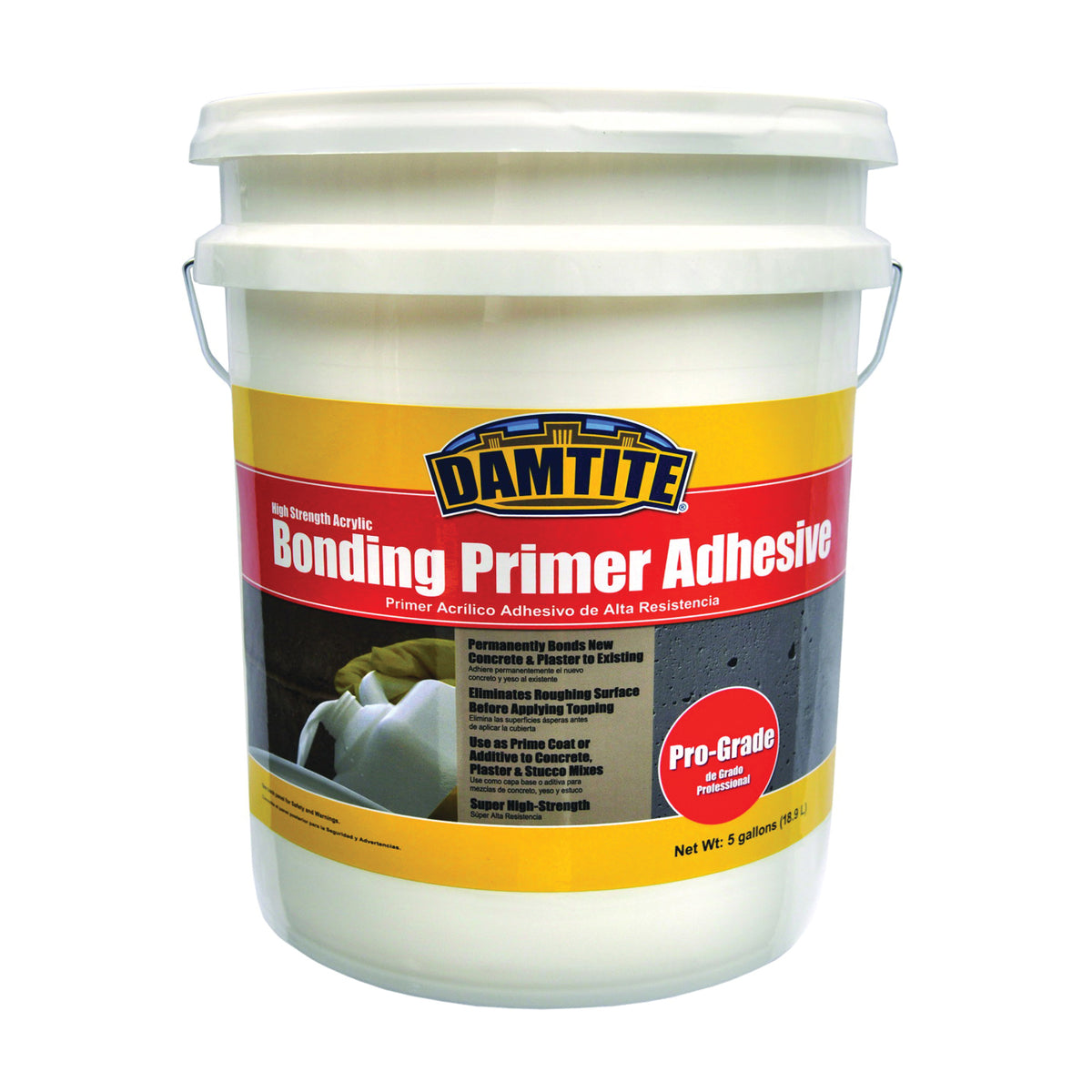 DAMTITE 05650 Primer Adhesive, Liquid, Ammonia, White, 5 gal Pail