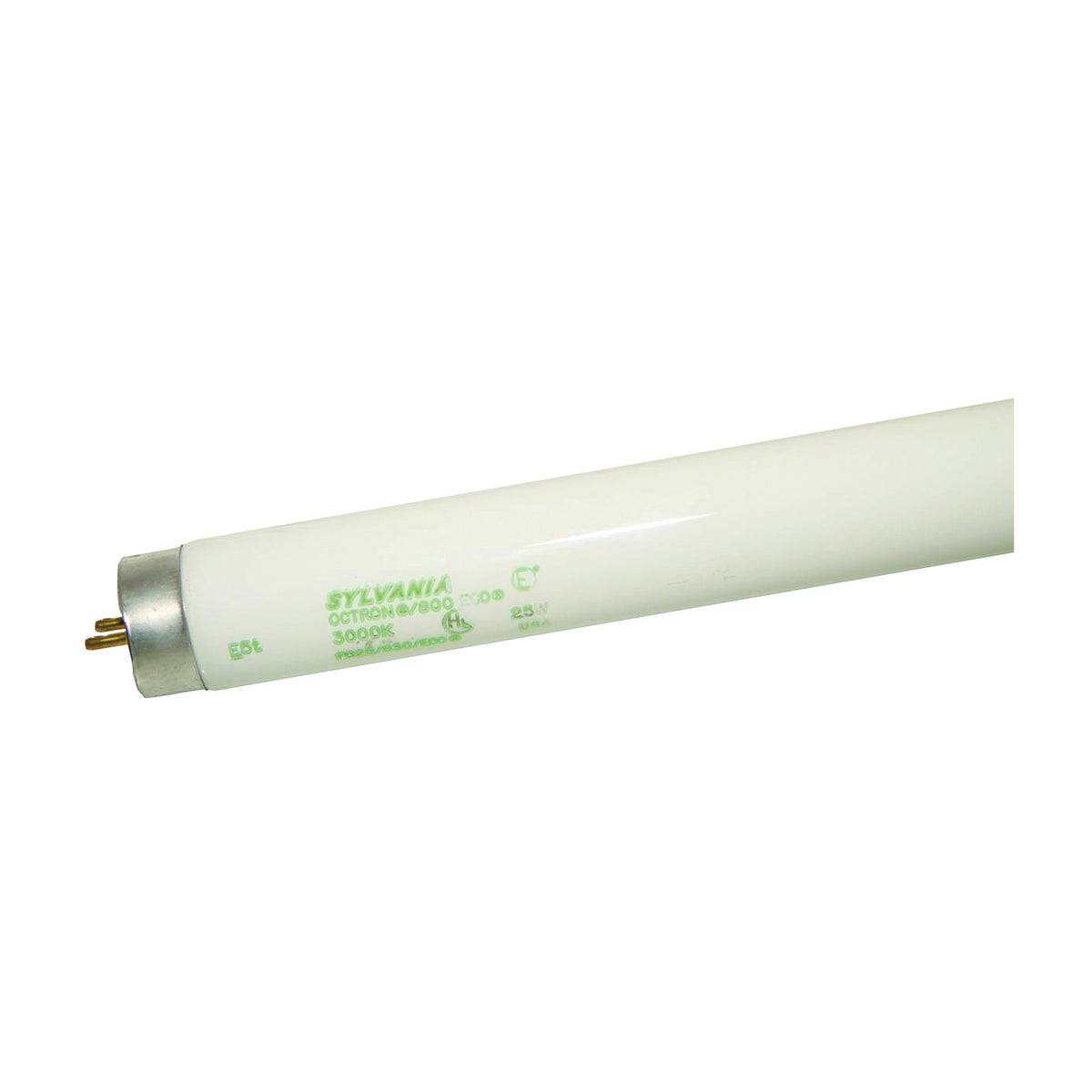 Sylvania 22363 Fluorescent Bulb, 25 W, T8 Lamp, Medium G13 Lamp Base, 2150 Lumens, 3000 K Color Temp, Warm White Light