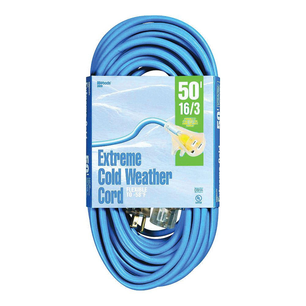 CCI 2435 Extension Cord, 16 AWG Cable, 50 ft L, 13 A, 125 V, Blue