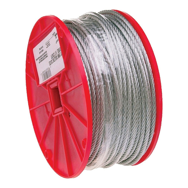 Campbell 7000227 Aircraft Cable, 1/16 in Dia, 500 ft L, 96 lb Working Load, Galvanized Steel