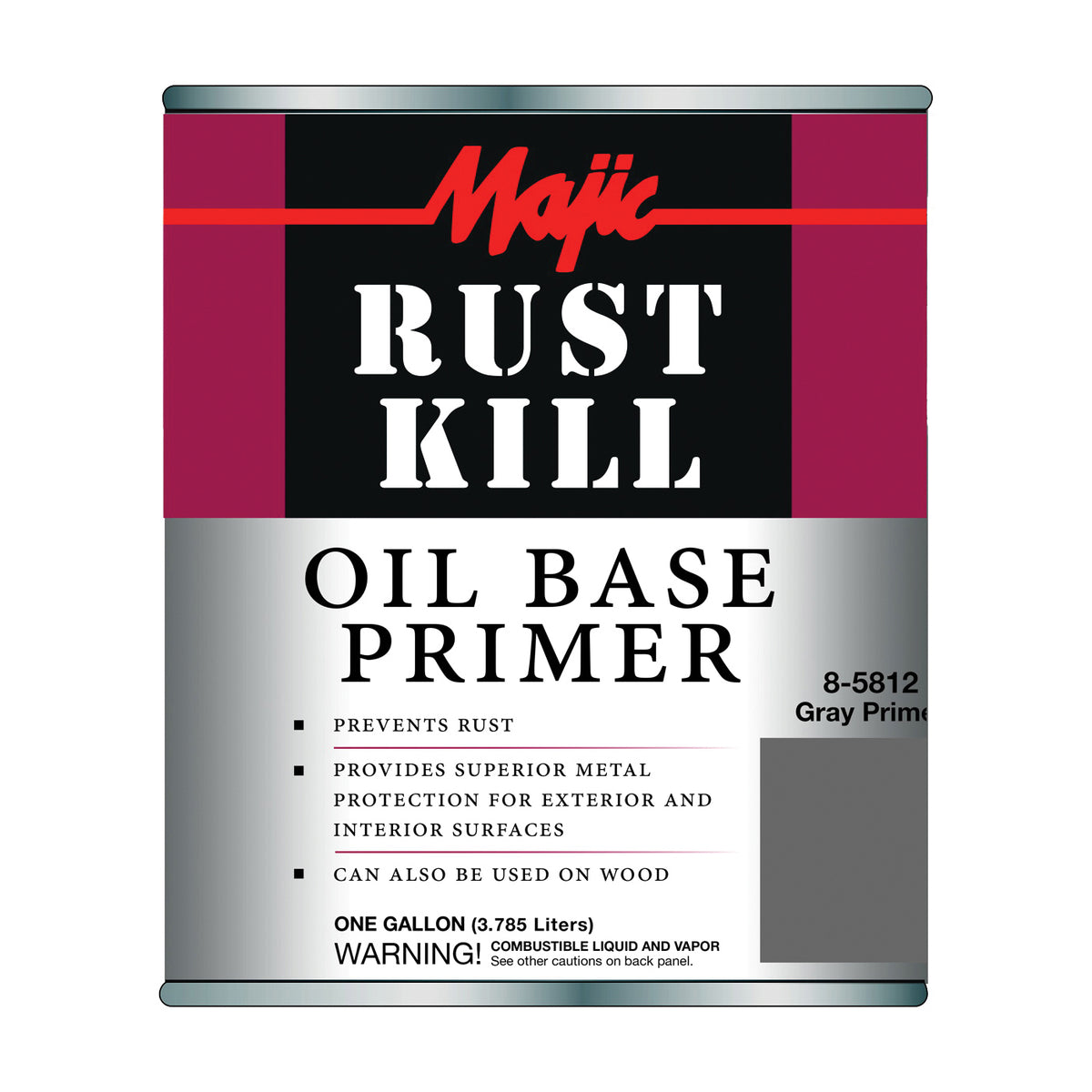 Majic Paints 8-5812-1 Rust-Preventative Primer, Matte, Gray, 1 gal, Pail