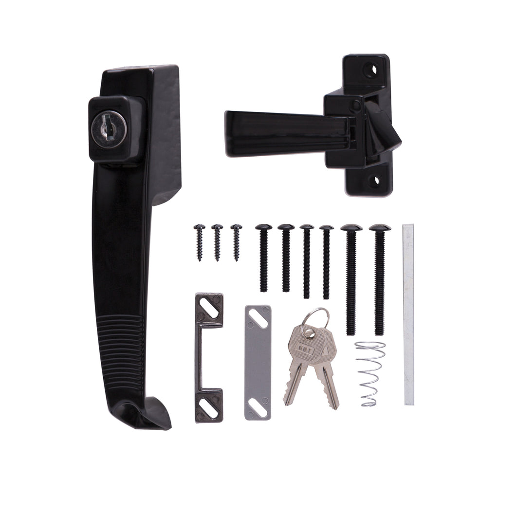 ProSource 47020-UK-PS Pushbutton Latch, Zinc, Black, 5/8 to 1-1/2 in Thick Door, 5/8 in Backset, 5-7/8 in Lever/Knob