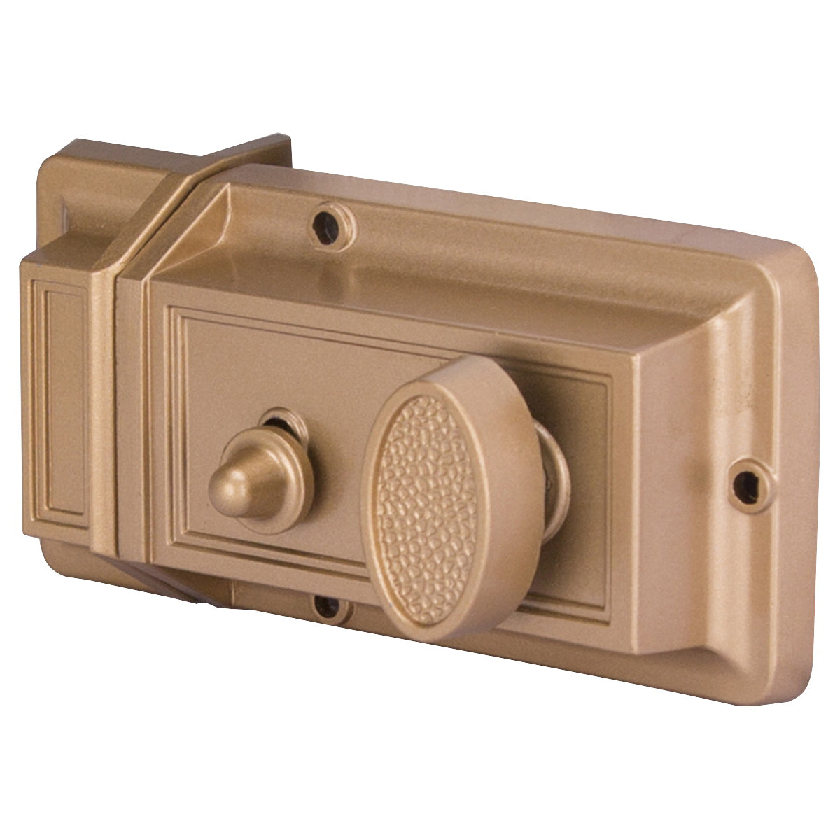 ProSource Rim Night Latch, Keyed Different Key, Brass, Brass, KW1 Keyway, 1-2-3/8 in Thick Door