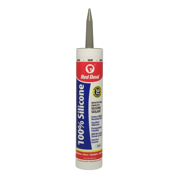 Red Devil 081650 Silicone Sealant, Gray, -60 to 400 deg F, 9 fl-oz Cartridge