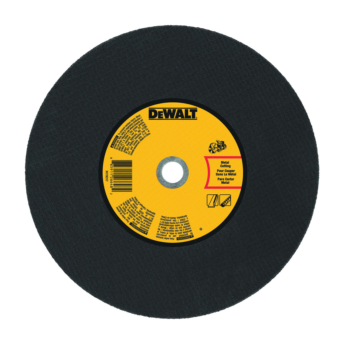 DeWALT DWA8031 Cutting Wheel, 14 in Dia, 1/8 in Thick, 20 mm Arbor, Coarse, Aluminum Oxide Abrasive