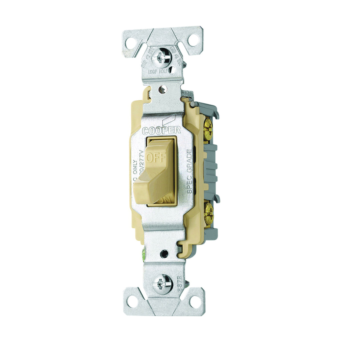 Eaton Wiring Devices CS220V Toggle Switch, 20 A, 120/277 V, Screw Terminal, Nylon Housing Material, Ivory