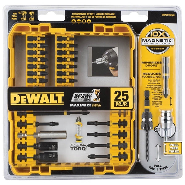DeWALT IMPACT READY DWA2FTS25IR Screwdriver Bit Set, 25-Piece, Steel, Black Oxide