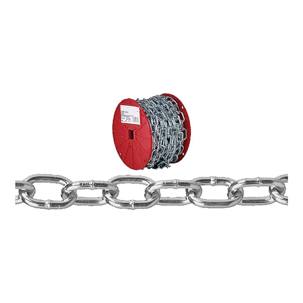 Campbell 0722957 Passing Link Chain, 2/0, 50 ft L, 450 lb Working Load, Steel, Zinc