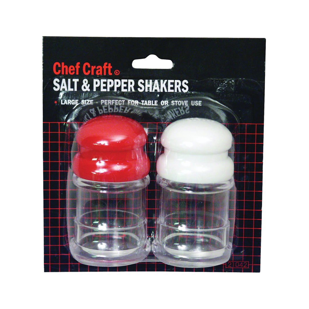 CHEF CRAFT 21042 Salt and Pepper Shaker, Plastic, Clear/Red/White