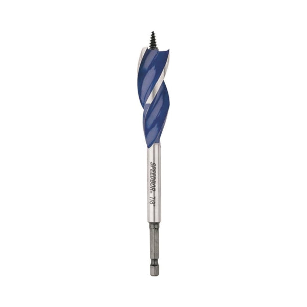 IRWIN SPEEDBOR 3041005 Auger Boring Bit, 7/8 in Dia, 6 in OAL, Tapered Flute, 3-Flute, 1/4 in Dia Shank