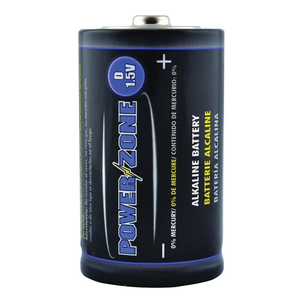PowerZone LR20-2P-DB Battery, 1.5 V Battery, D Battery, Alkaline, Manganese Dioxide, Potassium Hydroxide and Zinc