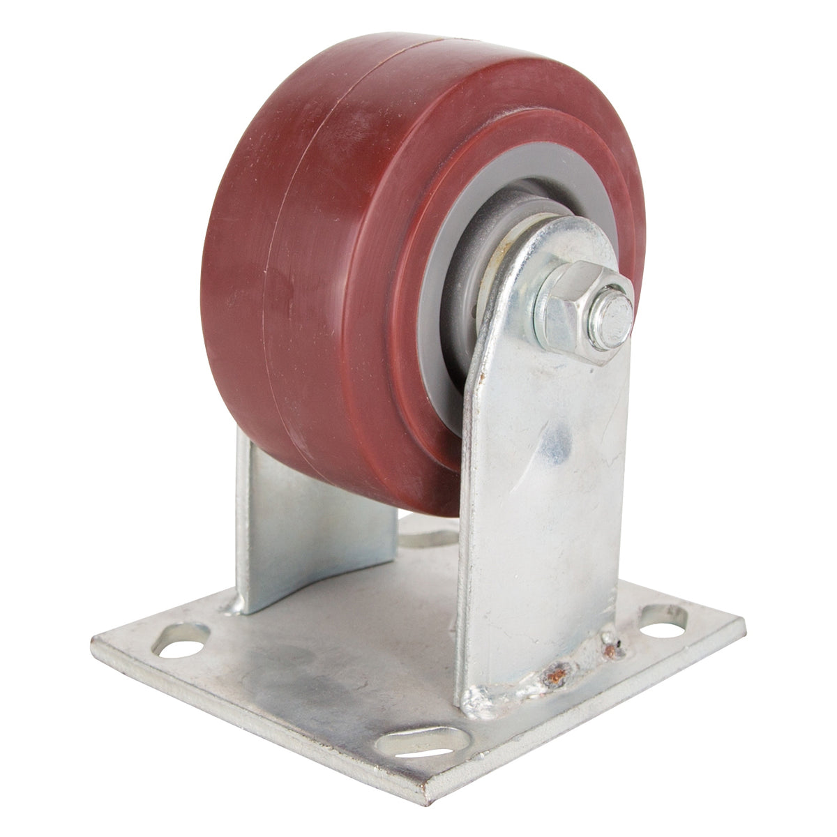 ProSource JC-P01 Rigid Caster, 4 in Dia Wheel, 2 in W Wheel, PU Wheel, Gray, 350 lb, Steel Housing Material