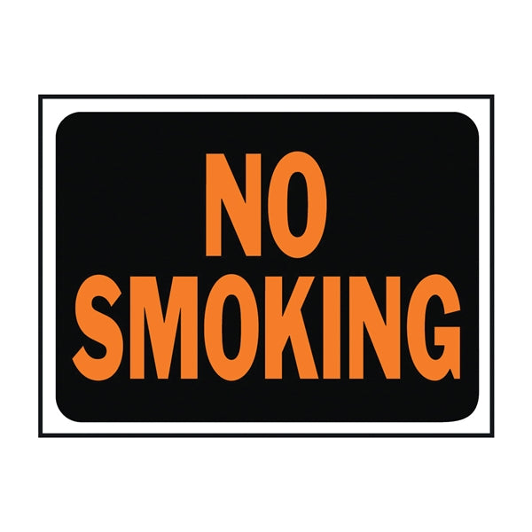 HY-KO Hy-Glo Series 3013 Identification Sign, Rectangular, NO SMOKING, Fluorescent Orange Legend, Black Background