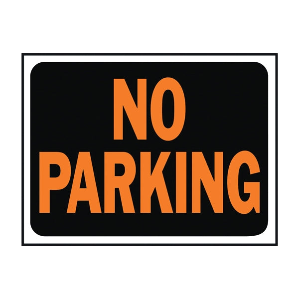 HY-KO Hy-Glo Series 3012 Identification Sign, Rectangular, NO PARKING, Fluorescent Orange Legend, Black Background