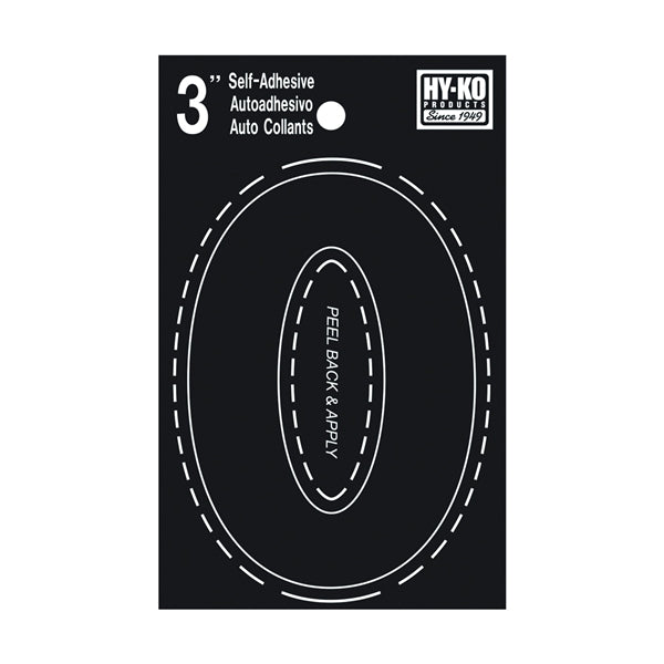 HY-KO 30400 Series 30425 Die-Cut Letter, Character: O, 3 in H Character, Black Character, Vinyl