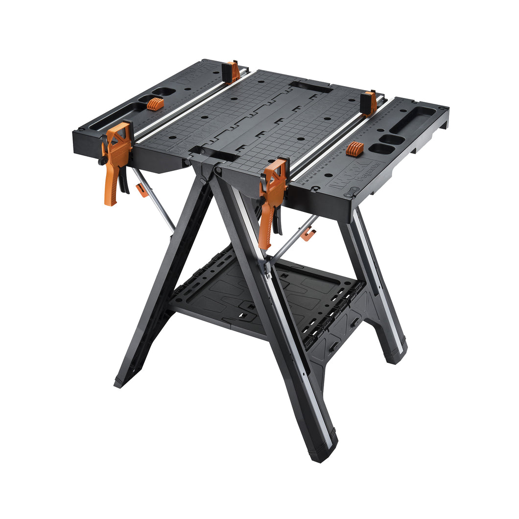 ROCKWELL WX051 Folding Work Table with Quick Clamps, 25 in OAW, 31 in OAH, 300 lb Capacity, Plastic Tabletop