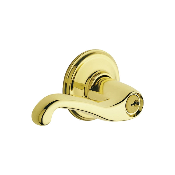 Schlage Flair Series F51A FLA 605 Entry Lever Lockset, Solid Brass, Brass