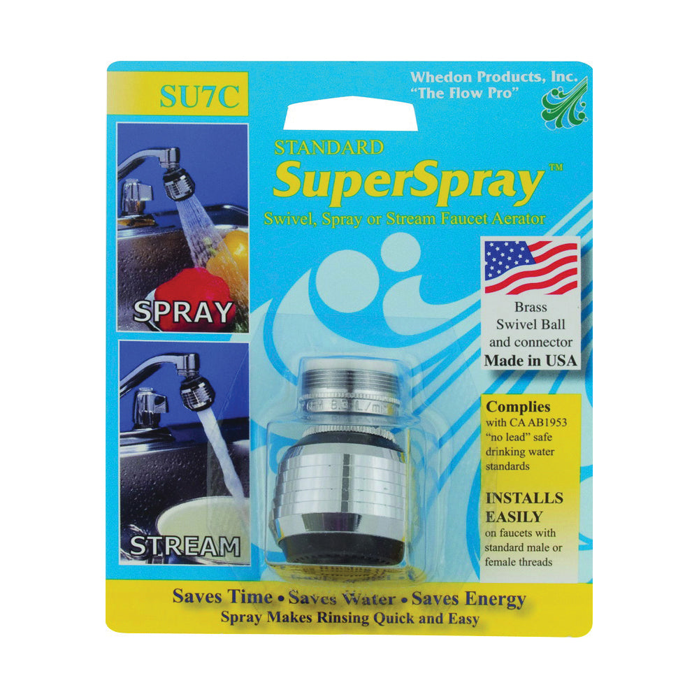 Whedon SU7C Faucet Aerator, 15/16-27 x 55/64-27 Male x Female Thread, Brass, Chrome Plated