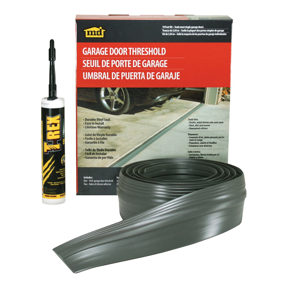 M-D 50100 Garage Door Threshold Kit, 1/8 in Thick, 10 ft L, Vinyl, Gray