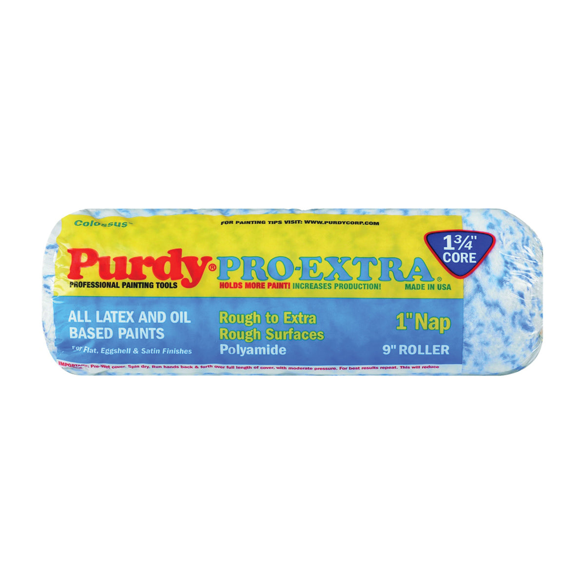 Purdy Pro-Extra Colossus 665095 Paint Roller Cover, 3/8 in Thick Nap, 9 in L, Woven Polyamide Cover