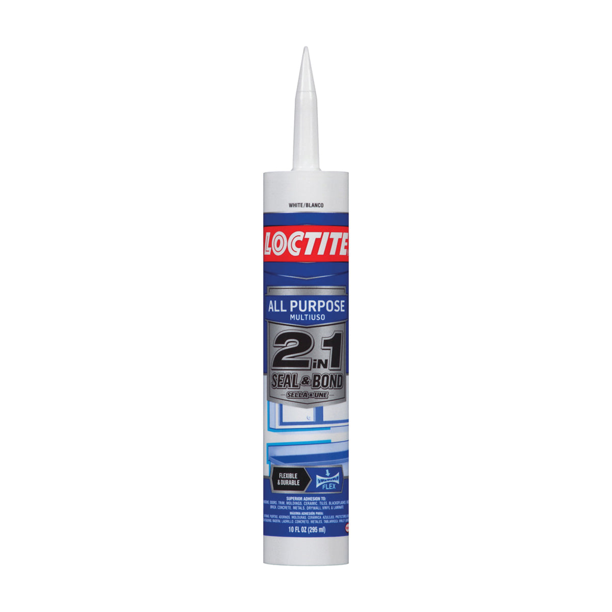 Loctite POLYSEAMSEAL 2154751 Adhesive Caulk, White, 24 hr to 2 weeks Curing, 40 to 100 deg F, 10 oz Cartridge