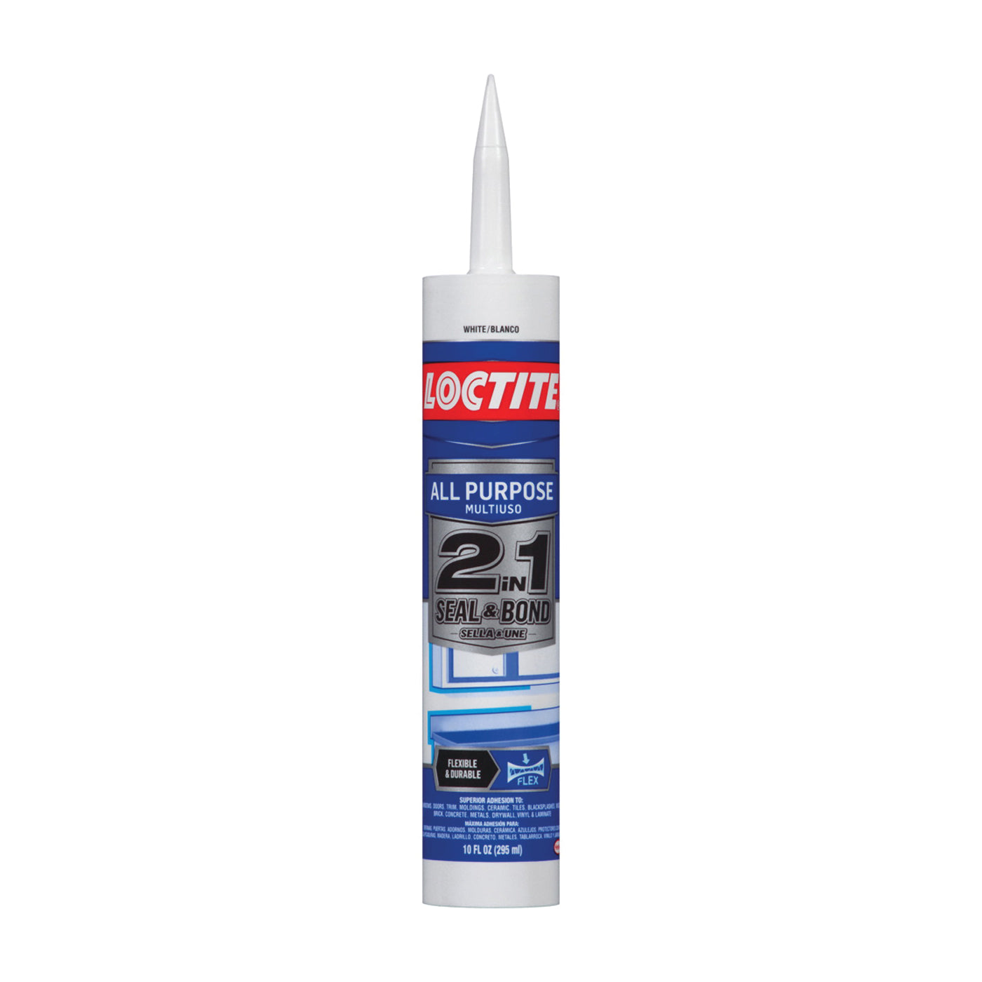 Loctite POLYSEAMSEAL 2154751 Adhesive Caulk, White, 24 hr to 2 weeks Curing, 40 to 100 deg F, 10 oz Cartridge
