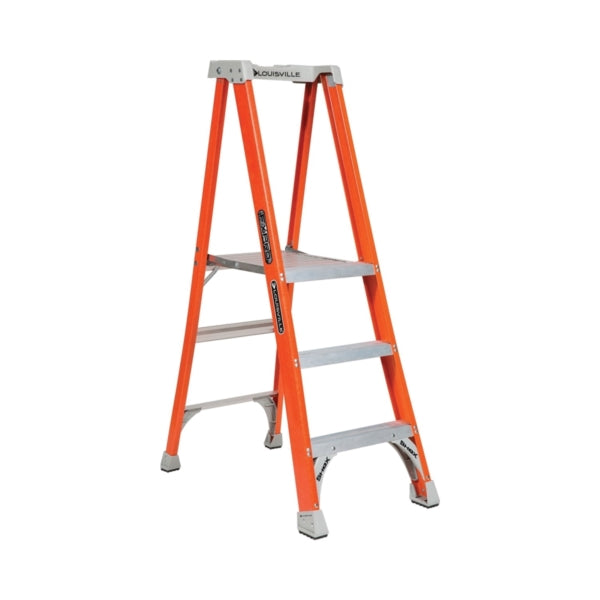 Louisville FXP1703 Platform Ladder, 34 in Max Standing H, 300 lb, Type IA Duty Rating, 3-Rung, 3 in D Step, Fiberglass