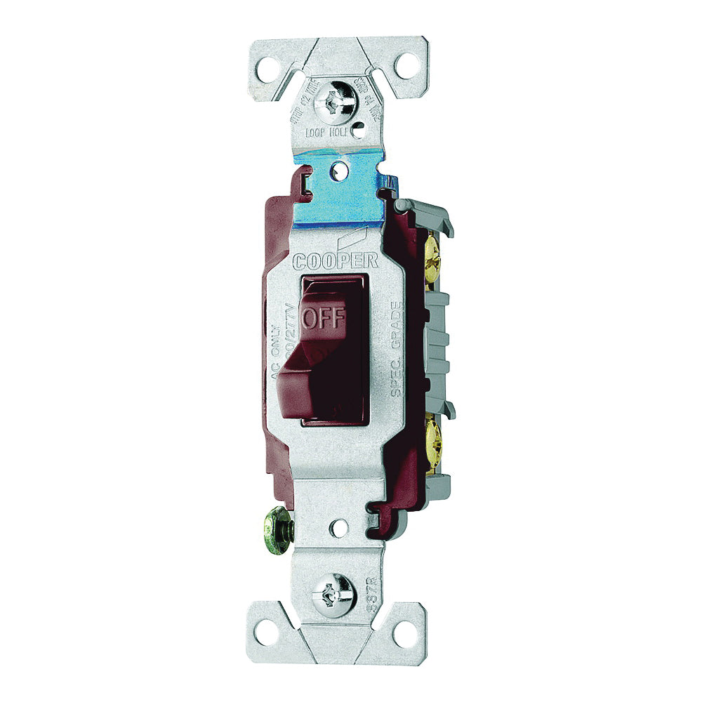 Eaton Wiring Devices CS115B Toggle Switch, 15 A, 120/277 V, Screw Terminal, Nylon Housing Material, Brown