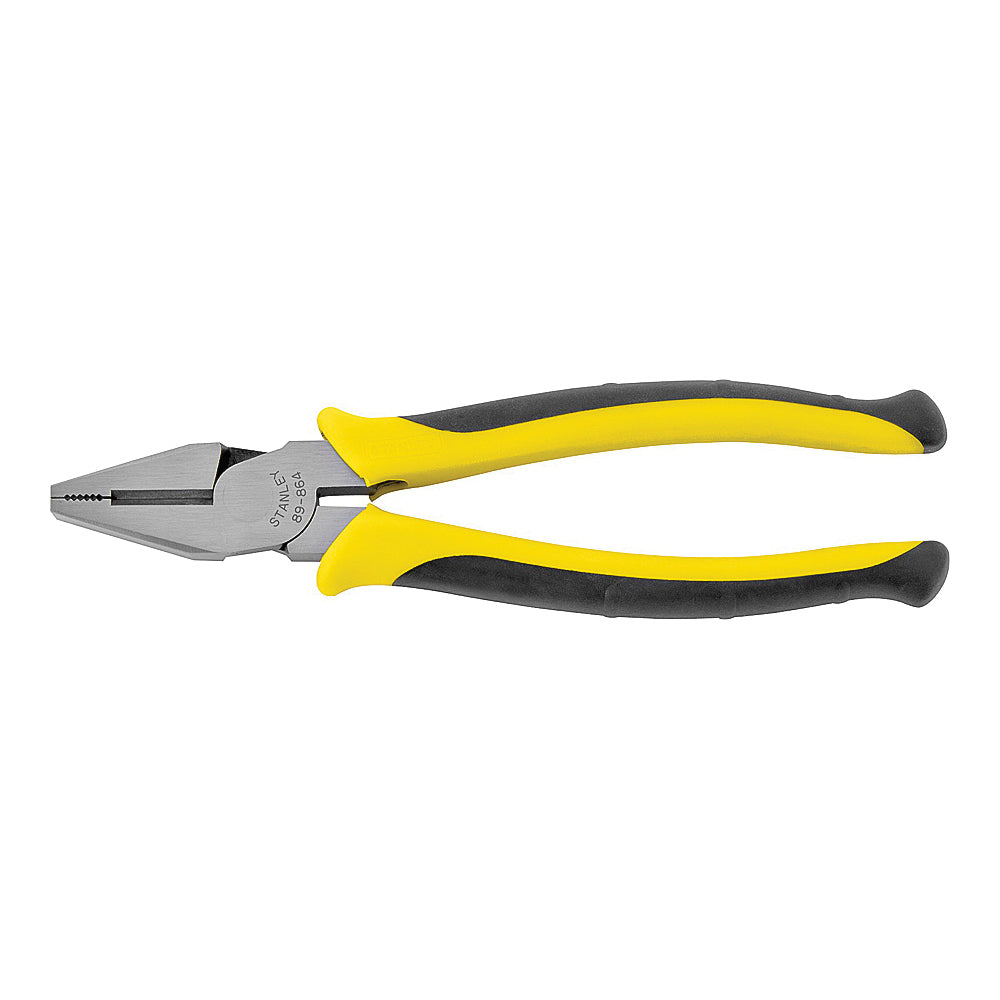 STANLEY 89-864 Lineman's Plier, 8-1/2 in OAL, Black/Yellow Handle, Non-Slip Grip Handle, 9/16 in W Jaw, 2 in L Jaw