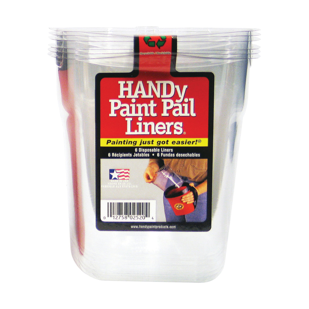 HANDy BER-2520-CT Paint Pail Liner, 1 qt Capacity, Plastic, Clear