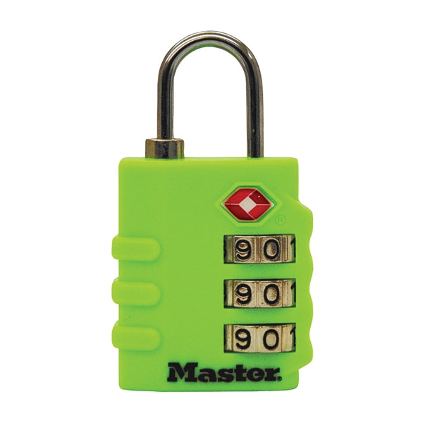 Master Lock 4684T Luggage Lock, 1/8 in Dia Shackle, 3/4 in H Shackle, Steel Shackle, Brass Body, 1-3/8 in W Body