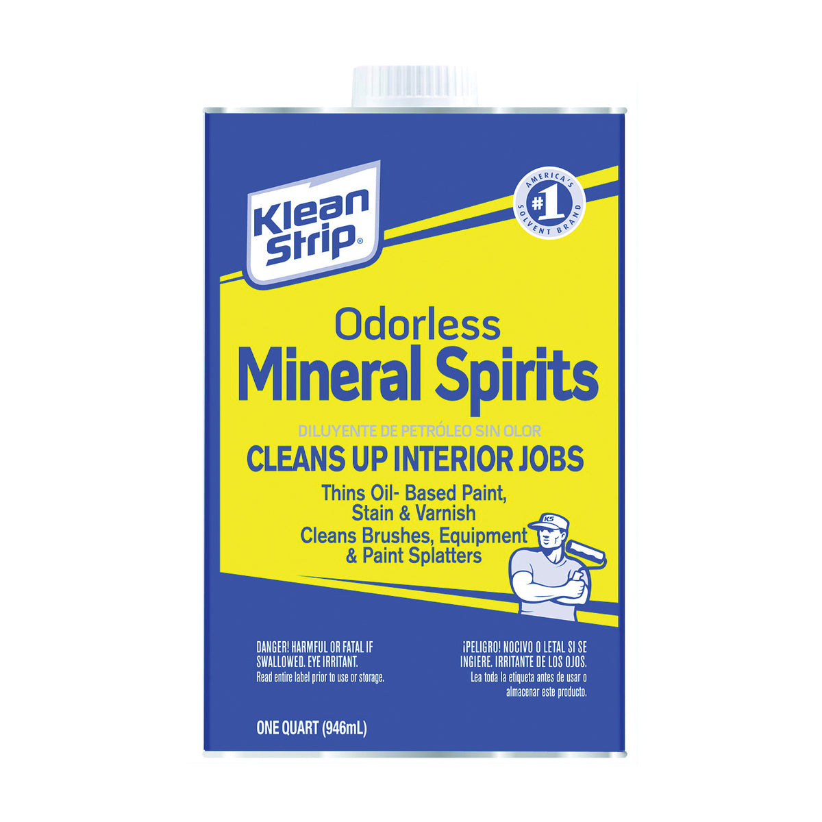 Klean Strip QKSP94005CA Mineral Spirit Thinner, Liquid, Aromatic Hydrocarbon, Clear, 1 qt, Can