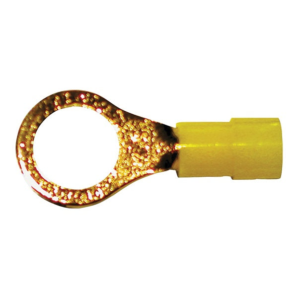 CALTERM 65637 Ring Terminal, 12 to 10 AWG Wire, Nylon Insulation, Black/Red