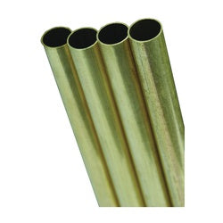 K &amp; S 1145 Decorative Metal Tube, Round, 36 in L, 1/8 in Dia, 0.014 in Wall, Brass