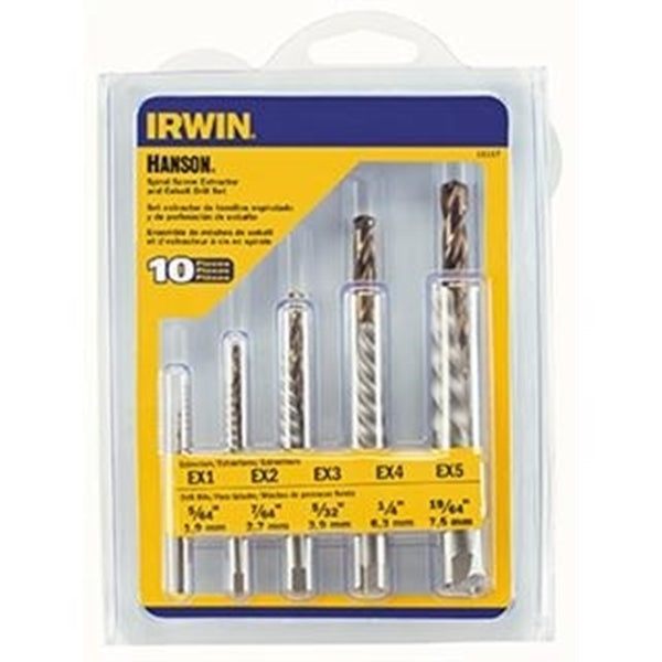 IRWIN 11117 Extractor and Drill Bit, 10-Piece, Cobalt, Specifications: Spiral Flute