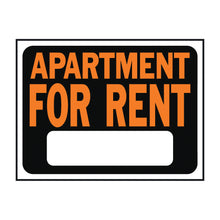 Load image into Gallery viewer, HY-KO Hy-Glo Series 3001 Identification Sign, Rectangular, APARTMENT FOR RENT, Fluorescent Orange Legend, Plastic
