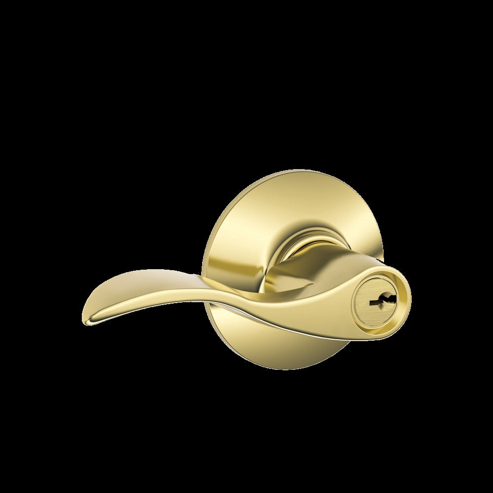 Schlage Accent Series F51A ACC 505 Entry Lever Lockset, Brass, Brass