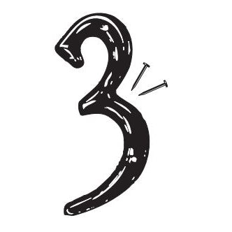 HY-KO PN-29/3 House Number, Character: 3, 4 in H Character, Black Character, Plastic