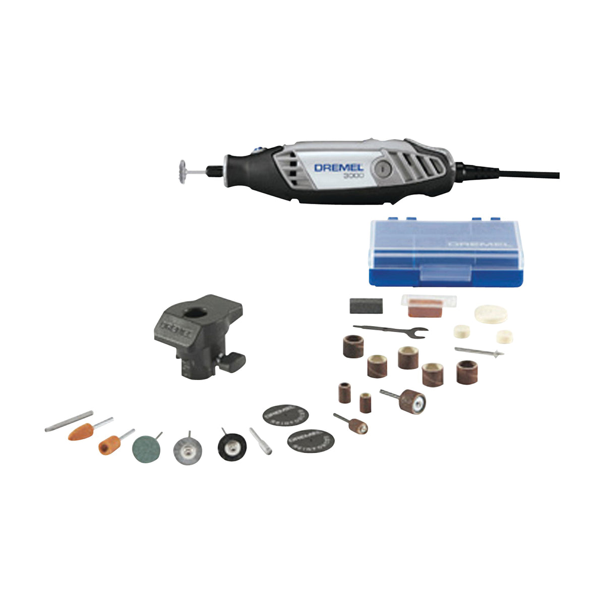 DREMEL 3000-1/24 Rotary Tool Kit, 1.2 A, 1/32 to 1/8 in Chuck, Keyed Chuck, 5000 to 35,000 rpm Speed